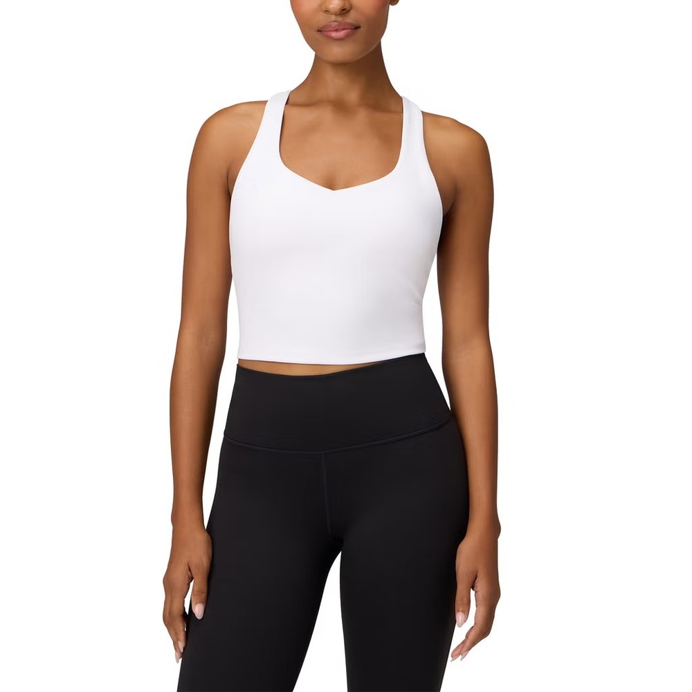 Fabletics Women's Anywhere Cropped Built-In Tank Bra, White, Size: XS, New